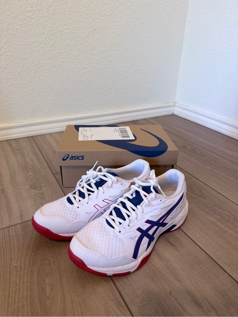 ASICS Kids White Navy Red Fencing Volleyball Athletic Shoes